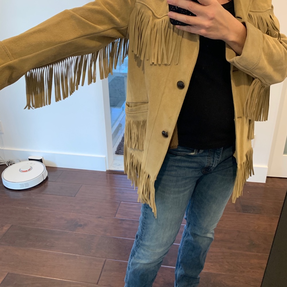 Sears Tan Leather Fringe Jacket